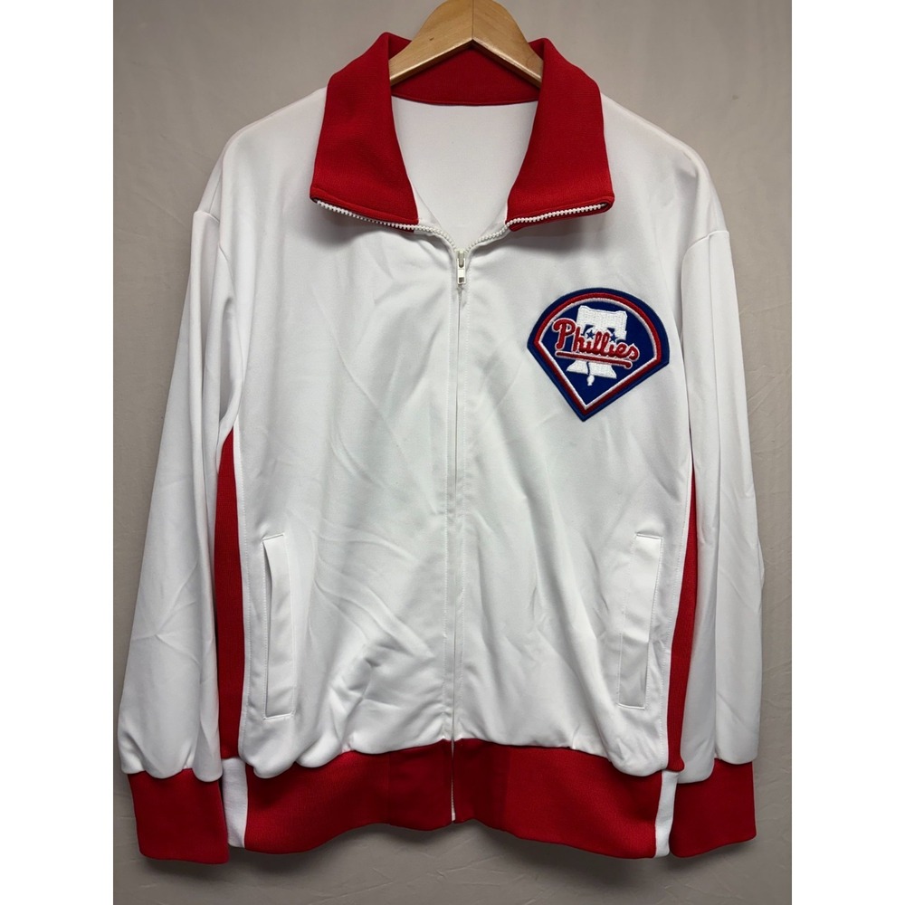 Philadelphia Phillies Full Zip Track Jacket Mens White Long Sleeve XL New Stock